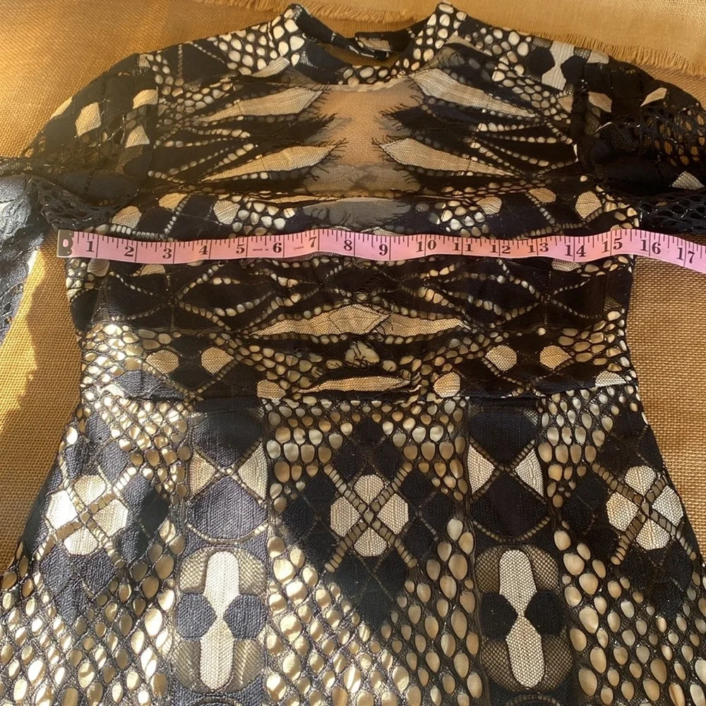 Free People Black Art Deco Lace Mini Dress - Picture 12 of 15